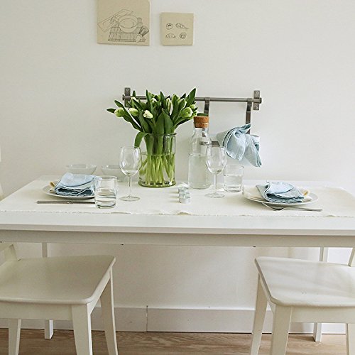 Rustikaler-Tischlufer-Leinen-gebrochenes-Wei