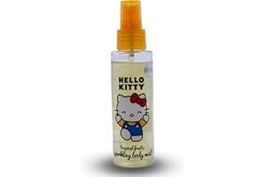 KP PHARMA Sanrio Hello Kitty Glittery Body Mist for Girls – Tropical Fruit Scent Body Spray with Shimmering Glow & Brightening Effect | Fun & Gentle Fragrance Mist for Kids | 100ml
