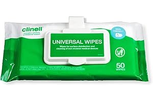Clinell Universal Cleaning and Surface Disinfection- Multi Purpose - Kills 99.99% of Germs, Effective from 30 Seconds - 1 x Clip Pack of 50 Wipes