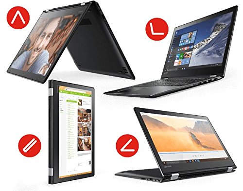 Lenovo Flex 4 - 2-in-1 Laptop Tablet 14 0  Full HD Touchscreen Display  Intel Core i7-7500U  8GB  1TB HDD  AMD Radeon R5 M430  Windows 10   Black 80VD