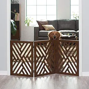 Wooden Bazaar Baby Safety Gate for Staircase & Doors| Wooden Pet Gate | Folding Safety Gate for Kids & Pets (3 Panels, 24 x 54 Inch, Brown)