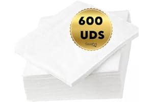 GreenFyA Servilletas de Cocktail Elegantes 10x10cm - Paquete de 600 -Ideal para Eventos y Celebraciones - Absorbentes y Desechables - ¡Imprescindibles para tus Cocteles!" (BLANCO)