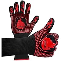 Hitzebeständige Handschuhe BBQ Handschuhe Grillhandschuhe 800 ℃ Extrem hitzebeständige Silikon-Ofenhandschuhe…