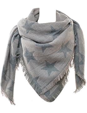 Mevina XXL Damen Schal Stern übergroßer Winterschal quadratisch Deckenschal 2 seitig Oversized Fransen Poncho