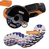 Incluye BTI Box 1 BTI 10,8 V Amoladora de ángulo inalámbrica de juego con 25 discos de corte BSX metal Diámetro de 76 mm