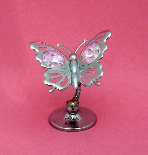 Crystocraft Keepsake Gift Ornament - Silver Butterfly with Swarvoski Crystal Elements
