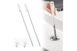 UNGFU MALL 45cm Drain Cleaner Flexible Sink & Pipe Cleaning Brush, 2 Pack - Unblocks Hair, Overflow & Sewer - For Toilet, Bathroom & Kitchen