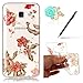 Produktbild Uposao Bling Soft Silikon TPU Hülle für Samsung Galaxy J3 (2016) Handyhülle Schutzhülle Etui Schale Schutz Backcover mit Crystal Bunt Strass Rote Azalee Blumen Muster Design ,Eingabestift Stylus Pen, Blau Blumen Staub-Stecker