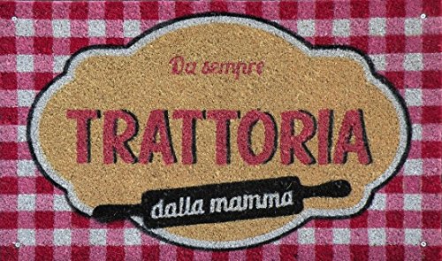 GIFTCOMPANYITALY OGGETTI IDEE DESIGN Zerbino Trattoria dalla Mamma, Cocco e PVC, Colorato, 75x1.5x45 cm