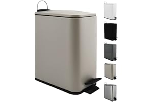 Spirella Erik - Cubo de basura para baño (5 L, acero inoxidable, con descenso automático y cubo interior, cierre suave), color gris