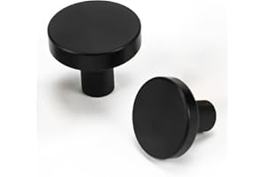 QZKJQDD 2 Pack Black Cupboard Knobs, Single Hole Cupboard Handle, Aluminum Alloy Cabinet Knobs with Screws for Kitchen Wardrobes Bathroom Home Decoration