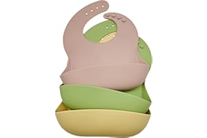 Bojiwavawd 3 Pack Thick Silicone Baby Bibs for Babies & Toddlers Waterproof Baby Feeding Bibs Adjustable with Wide Food Catcher Pocket