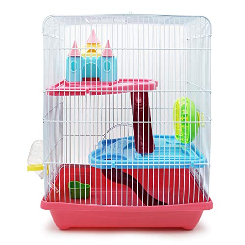 BPS® BPS-1340 Cage Hamster pour Hamster avec échelle Tunnel et Maison spéciale Couleur envoyée au Hasard 28 x 21 x 31 cm