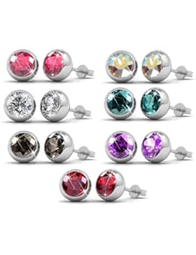 Kristall aus SWAROVSKI - Luxus-Swarovski Kristall Ohrstecker-Set mit 7 Paaren, mit 18K Weißgold überzogene Ohrringe...