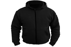 BIKERS GEAR Sweat-Shirt de Moto à Capuche - matière Polaire - Protection 100% Kevlar® certifiée CE - Noir - M