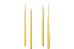 Kunstindustrien® Tapered Candles, Made in Denmark, 42 colours available, Dripless & Smokeless Dinner Candles, Candles long burning 15 hours, Unscented Candle gift set, 4pcs. 2.2 x 35cm (Pastel Yellow)