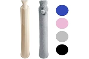 THAT'S IDEAL MARKETPLACE Extra Long Large Soft Fluffy Fur Cosy Hot Water Bottle Pink Blue Grey Black (Grey)