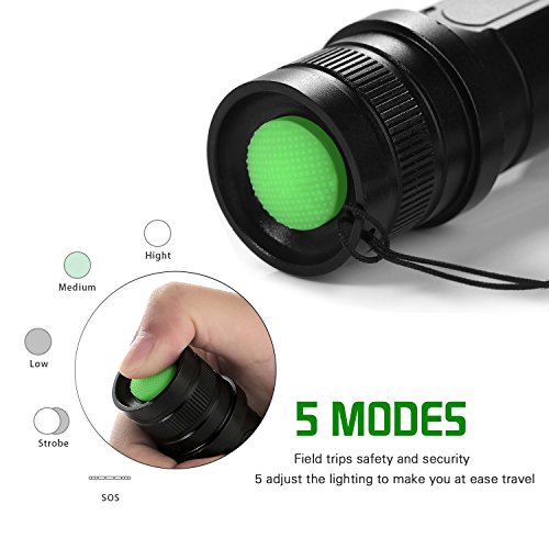 Moobom Super helle CREE XML T6 LED bewegliche Zoom taktische Taschenlampe Fokus Einstellbare 900 Lumen wasserdichte Fackel 5 Modi für Indoor und Outdoor-Sportarten - 5