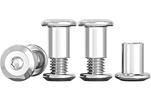 Drenky Connecting Screws M5 Sleeve Nuts 304 Stainless Steel Screws Barrel Nuts Kit M5 X 12mm Hexagon Furniture Bolts 10 Sets Flat Hex Bolt for Bed, Door, Table, Chair, Worktop, Cabinet