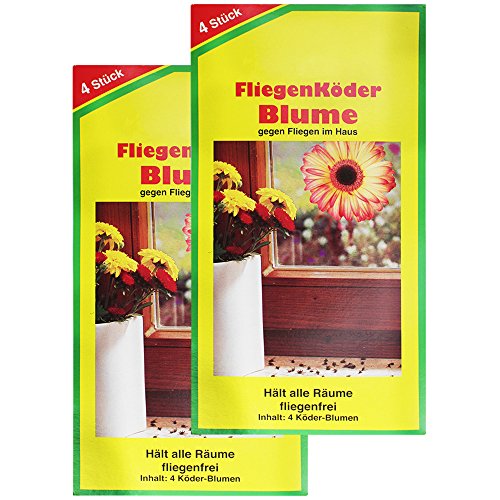 COM-FOUR® 8x Fliegenköder in Blumenform, Fensteraufkleber