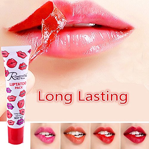 Peel off Lipgloss 6 Farben Tätowierung Magisch Farbe Lippenstift Lip Gloss Langanhaltendes und wasserfestes Lippentattoo Glial Lipstick Beauty Lip Gloss 6 Farben/set &1PCS Lip Brush - 3