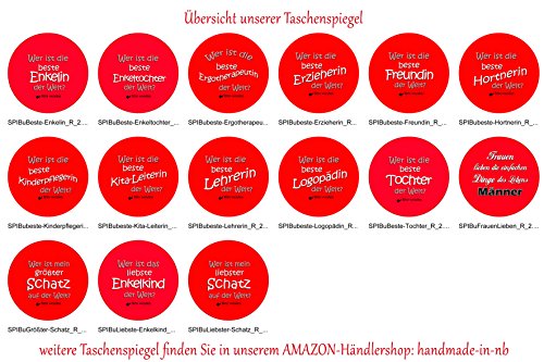 Taschenspiegel,Spiegelbutton Beste Lehrerin, rund 56mm Durchmesser - 8