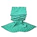 Produktbild Gosear Meerjungfrau Decke,handgemachte Mermaid Schwanz Stil Blanket Sofa Schlafdecke,Haushaltsgegenstände Weiche Strick Mermaid Schwanz Schlafsack für Erwachsene,195 x 95cm Mint