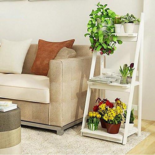 3 Tier Wooden Wall Rack Fold Wood Plant Flower Garden Display Ladder Shelf Pot Herb Display Free Standing