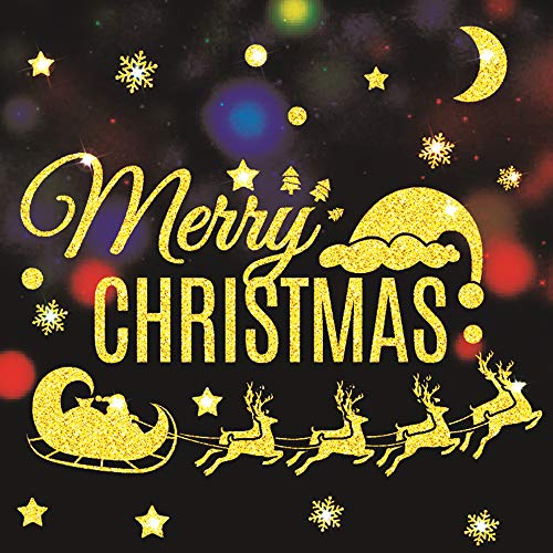 Preisvergleich Produktbild CARDMOE Weihnachten Fensterglas Wandaufkleber Abziehbilder, Weihnachtsschmuck Wandbild Dekorationen dekorative Wandaufkleber für Weihnachten (Gold 2)