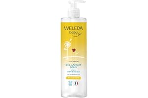 WELEDA - Gel lavant doux au Calendula sans parfum - Nettoie en douceur - Pour la toilette quotidienne des peaux délicates des bébés et des jeunes enfants - / - 400 ml