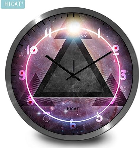 BABYQUEEN Creative Wall Clock Mute Clock Living Room Bedroom Home Wall Clock Art Modern Minimalist Quartz Clock Cw013 Triangular Black-Silver Wire Box,14 In