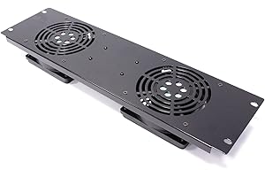 ‎RACKMATIC.COM Lüfter-Kit dachlüftereinheit für serverschrank 19'' Rack 3HE mit 2 fansfix mit dem Rahmen RackMatic