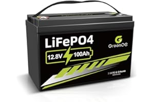 GREENOE 12V LiFePO4-Batterie mit eingebautem 10A BMS, 3000+ Deep-Cycle-Lithiumbatterie, 10 Jahre Lebensdauer, einsetzbar für Solaranlage, Antriebsräder, Fischfinder, Outdoor-Camping, Roller (12V100AH)