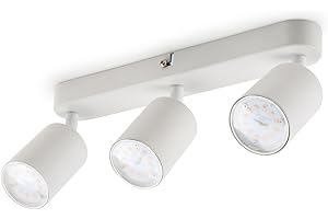 DA LIGHT LIGHT Lampa sufitowa LED, 3-żarówkowa, obrotowa i wychylna, punktowa, 30 cm, GU10 (bez żarówki), sufitowa retro/vintage, 230 V, biała, do salonu, sypialni