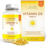 Vitamin D3 1,000 IU 365 Softgels 1 Year Supply by Nutravita