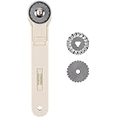 Taglierino Rotante Vaessen Creative, Incl. 3 Lame, per Mancini e Destri, Cutter Rotante Affilato per Tessuto, Carta, Pelle, F