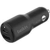 Belkin BoostCharge &Ccedil;ift Ara&ccedil; Şarj Cihazı 42W w/Hızlı Şarj USB-C 30W PPS ve 12W USB-A Bağlantı Noktaları Apple iPhone 15, 15 P