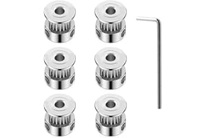 KeeYees 6pcs GT2 Poulie 16 Dents Alésage de 5mm en Aluminium avec Clé Allen pour Courroie de Distribution 6mm Imprimante 3D