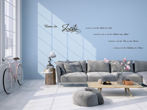 greenluup® Wandtattoo „Nimm dir Zeit“, Spruch in Braun Wandsticker Wohnzimmer Küche Schlafzimmer Jugendzimmer Gästezimmer Bad - 4