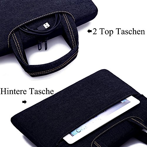 BRINCH leicht universal Gewebe wasserdichtes Anti-reißen Laptop Schutzhülle Aktentasche Handtasche/ Laptop Messenger Bag, Ultra Schutz mit weichem Schaum für 15 – 15,6 Zoll Laptop / Macbook / Notebook / Tablet / Ultrabook Computers(Apple / Acer / Asus / Dell / Fujitsu / Lenovo / HP / Samsung ) mit Fronttasche, zwei Rückentaschen & Griffe und Zubehör Tasche,Jean Blau - 5