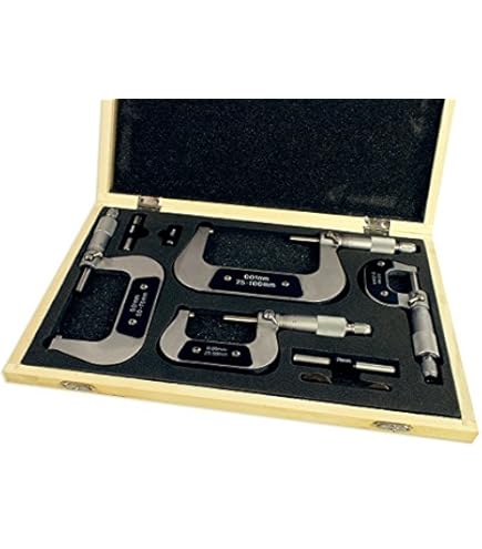 Set Di 4 Micrometri Esterni - Campo Di Misura 0-100mm - Precisione 0,01mm - Per Officina E Fai Da Te - Foto 7