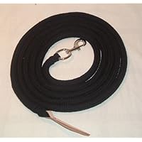 Bodenleine Bodenseil 4 Meter schwarz Baumwolle mit Boltsnap und Lederklatsche