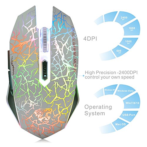 M2 kabellos wiederaufladbar Gaming Maus Optische geräuschlos Mäuse mit Nano Empfänger 6 Tasten für Mac Notebook Desktop Laptop - 3
