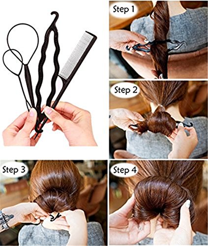 Damen Frisurenhilfe Set, CIDBEST® Haar Styling Zubehör Pads, Haarnadeln Clip-Pads Haar Styling Werkze, Mädchen Magic Haar Clip Styling Pads Schaum Schwamm Brötchen Krapfen Haar Clip Zubehör Werkzeug, Hair Styling Accessories Kit Set - 4