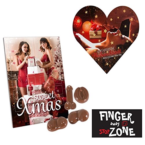 Preisvergleich Produktbild Adventskalender Erotik Kalender Schokoladenkalender Sweet Xmas + Verführerische Weihnachtszeit Bildkalender (Adventskalender mit sexuellen Aufgaben) + Magnet "FINGER away STOP Zone"