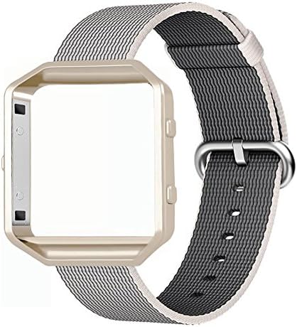 Fitbit Blaze Bands,Nylon Band with Comfortable Fabric-like Feel Watch Band Wrist Strap Accessories for Fitbit Blaze Watch,Frame Included (Gray)