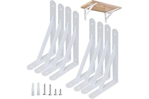 WEERSTONE 8 Stück Regalhalterungen Schwerlast-Träger 90 Grad Wand-Winkel Regalhalterung Metall Regalträger mit Schrauben Wand Regalträger Eisen Regalwinkel für Winkel Regal (150×95mm)，Weiß
