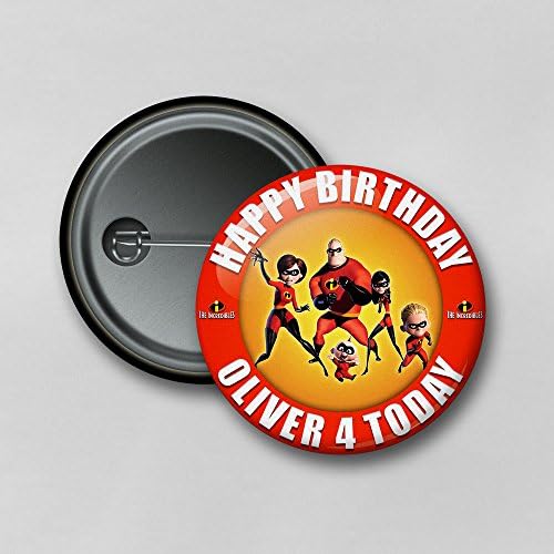Disney The Incredibles (5.8cm) Personalised Pin Badge Printed in Hi-RES Photo Quality