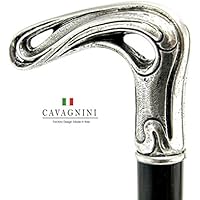Spazierstock Holz Silber Zinn Griff schwarz elegant Hand gefertigt in unserem Labor Cavagnini solide und robuste Stick Modell liberty Damen Orthopäde