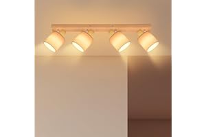 Lichtmaler Lampa Sufitowa Salon Drewno E14-4 Reflektor Orientable Led Wewnętrzna Retro Lampa Ścienna Rustykalna Ściana do Sypialni Kuchni Jadalni Przedpokoju, Żarówka NIE W zestawie